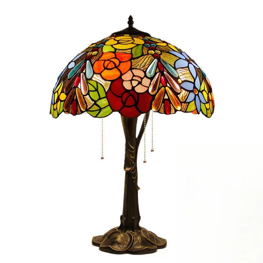 16inch Stained Glass Lampshade Large Bedside Light Vintage Tiffany Table Lamps - CTL
