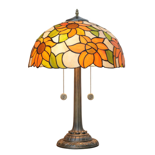 16inch Stained Glass Lampshade Sunflower Tiffany Lamp Vintage Bedside Light - CTL