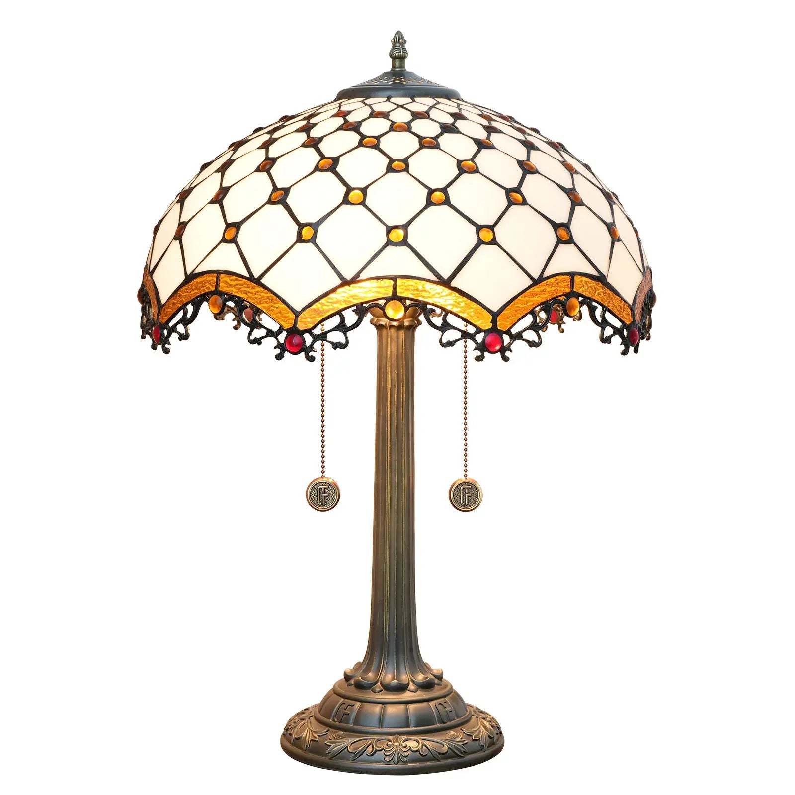 16inch Stained Glass Retro Crossed Beads Lampshade Classical Tiffany Desk Lamp - CTL