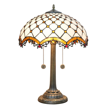 16inch Stained Glass Retro Crossed Beads Lampshade Classical Tiffany Desk Lamp - CTL