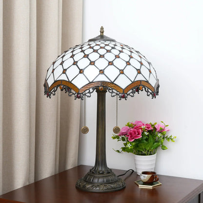 16inch Stained Glass Retro Crossed Beads Lampshade Classical Tiffany Desk Lamp - CTL