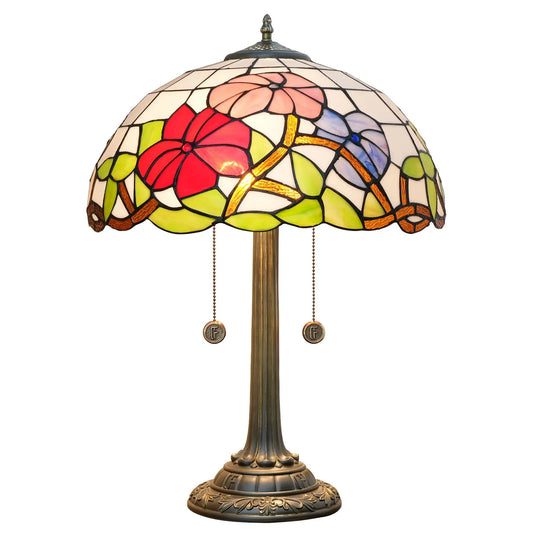 16inch Tiffany Stained Glass Morning Glory Lampshade Bar Bedroom Desk Lamp - CTL