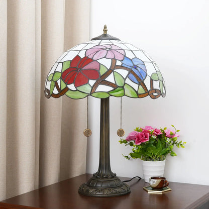 16inch Tiffany Stained Glass Morning Glory Lampshade Bar Bedroom Desk Lamp - CTL