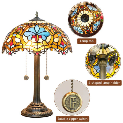 16inch Tiffany Stained Glass Retro Heart-shaped Beads Lampshade Bar Bedroom Bedside Light - CTL
