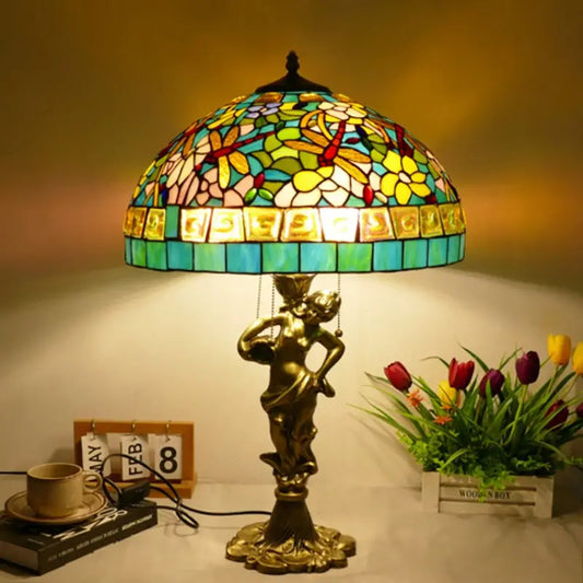 18inch 46cm Stained Glass Square Dragonfly Lampsahde Tiffany Table Lamp - CTL