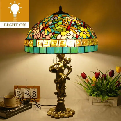 18inch 46cm Stained Glass Square Dragonfly Lampsahde Tiffany Table Lamp - CTL