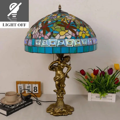 18inch 46cm Stained Glass Square Dragonfly Lampsahde Tiffany Table Lamp - CTL