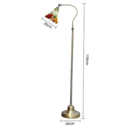 20cm Tiffany Standard Light Pastoral Rose Flower Lampshade Vintage Colored Glass Floor Lamp - CTL