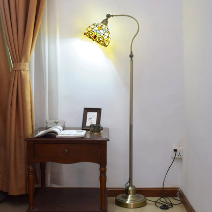 20cm Stained Glass Baroque Lampshade Vintage Floor Lamp with Tiffany Shade - CTL
