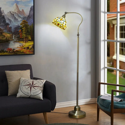 20cm Stained Glass Baroque Lampshade Vintage Floor Lamp with Tiffany Shade - CTL