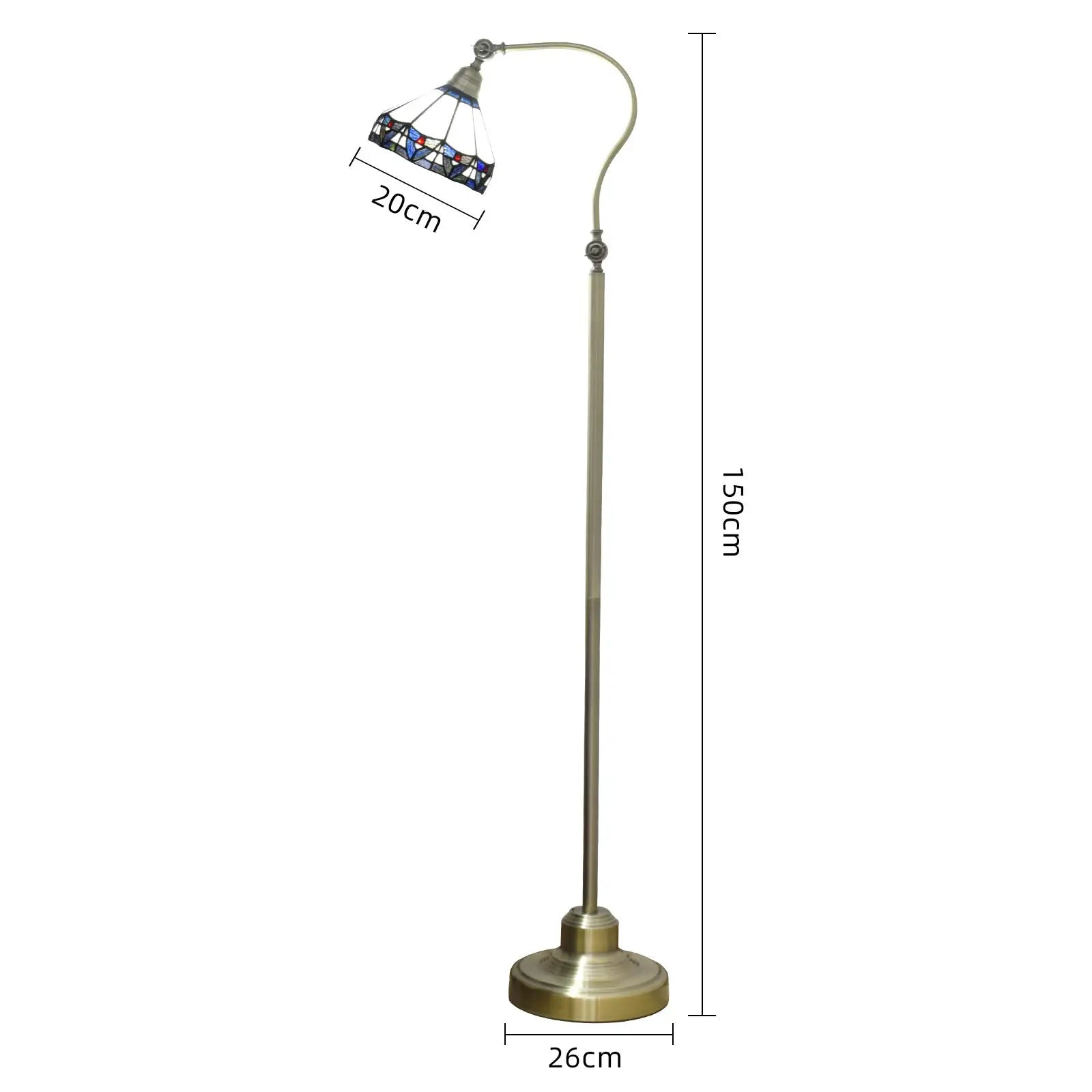 20cm Vintage Stained Glass Lampshade Standing Light White Tiffany Floor Lamp - CTL