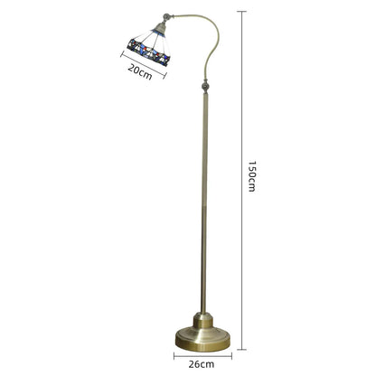 20cm Vintage Stained Glass Lampshade Standing Light White Tiffany Floor Lamp - CTL