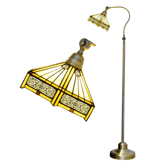 20cm Vintage Stained Glass Floor Lamp Warm Color Lampshade Tiffany Standing Light - CTL