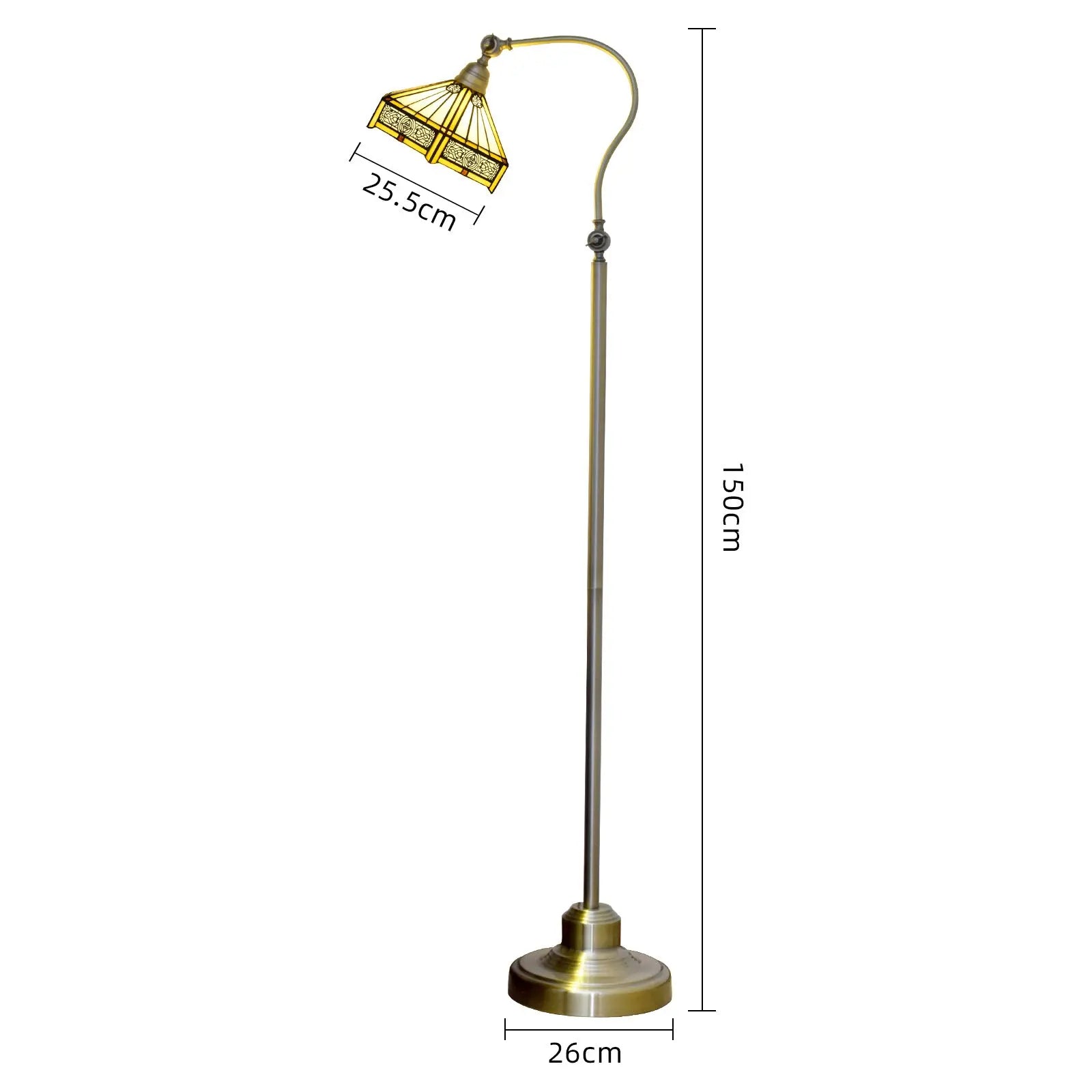 20cm Vintage Stained Glass Floor Lamp Warm Color Lampshade Tiffany Standing Light - CTL