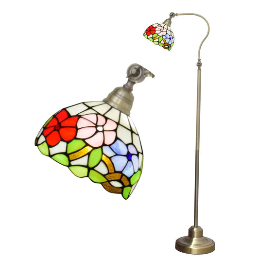 20cm Vintage Stained Glass Morning Glory Lampshade Tiffany Like Floor Lamps - CTL