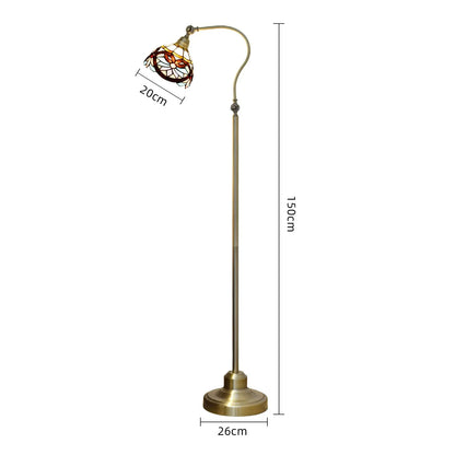 20cm Vintage Stained Glass Pastoral Flower Lampshade Tiffany Style Standard Lamp - CTL