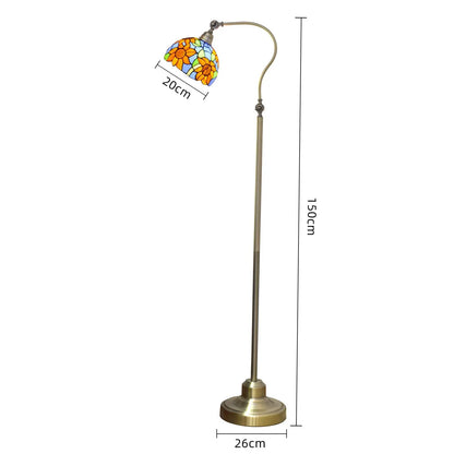 20cm Vintage Floor Tiffany Style Lamps Stained Glass Sunflower Lampshade Standing Light - CTL