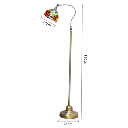 20cm Vintage Stained Glass Pastoral Gorgeous Roses Lampshade Red Tiffany Floor Lamp - CTL