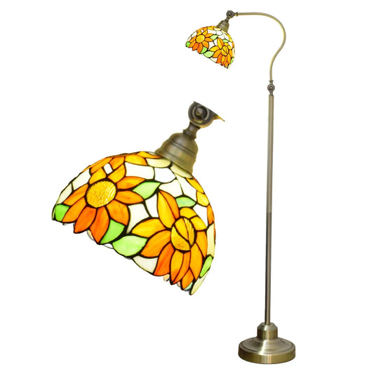 20cm Vintage Stained Glass Sunflower Lampshade Antique Tiffany Floor Lamps - CTL