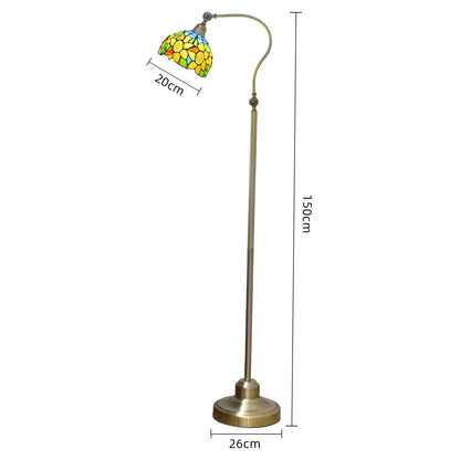 20cm Vintage Stained Glass Pastoral Yellow Sunflower Lampshade Tiffany Floor Light - CTL