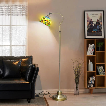 20cm Vintage Stained Glass Pastoral Yellow Sunflower Lampshade Tiffany Floor Light - CTL