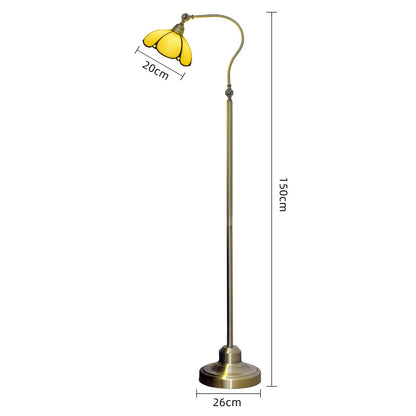 20cm Vintage Stained Glass Simple Lampshade Tiffany Style Reading Floor Lamp - CTL