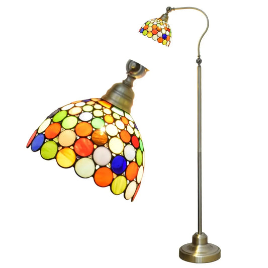 20cm Vintage Standing Light Bohemian Lampshade Tiffany Stained Glass Floor Lamp - CTL