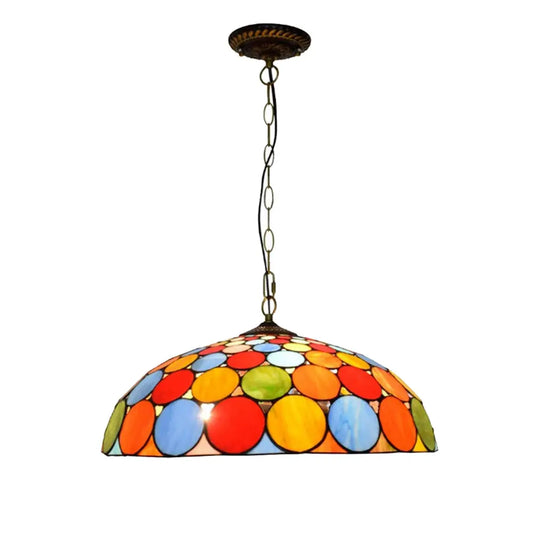 20inch Vintage Tiffany Style Hanging Lamp Stained Glass Bohemia Lampshade Pendent Light - CTL