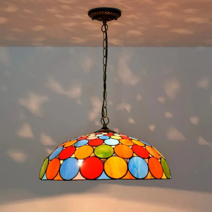20inch Vintage Tiffany Style Hanging Lamp Stained Glass Bohemia Lampshade Pendent Light - CTL