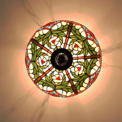20inch Stained Glass Peach Lampshade Tiffany Hanging Lamp Anti-chandelier - CTL