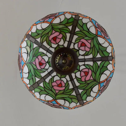 20inch Stained Glass Peach Lampshade Tiffany Hanging Lamp Anti-chandelier - CTL
