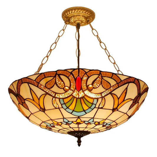20inch Stained Glass Diamond Baroque Tiffany Style Chandelier - CTL