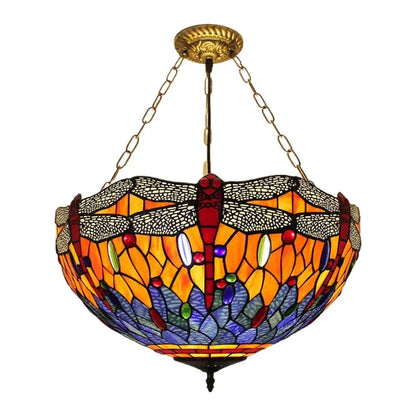 20inch Tiffany Style Chandelier Stained Glass Dark Dragonfly Anti-chandelier - CTL