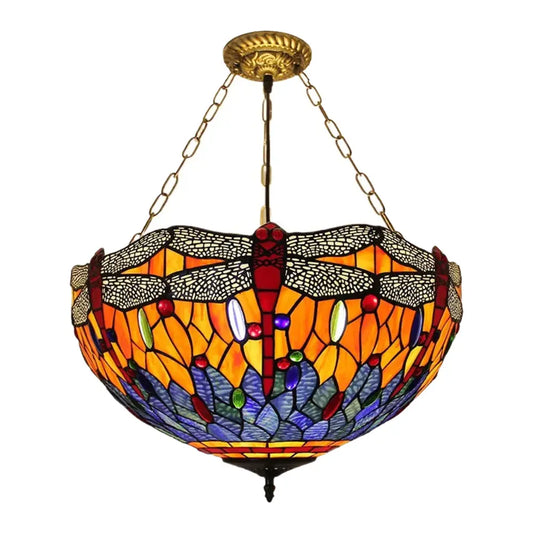 20inch Tiffany Style Chandelier Stained Glass Dark Dragonfly Anti-chandelier - CTL