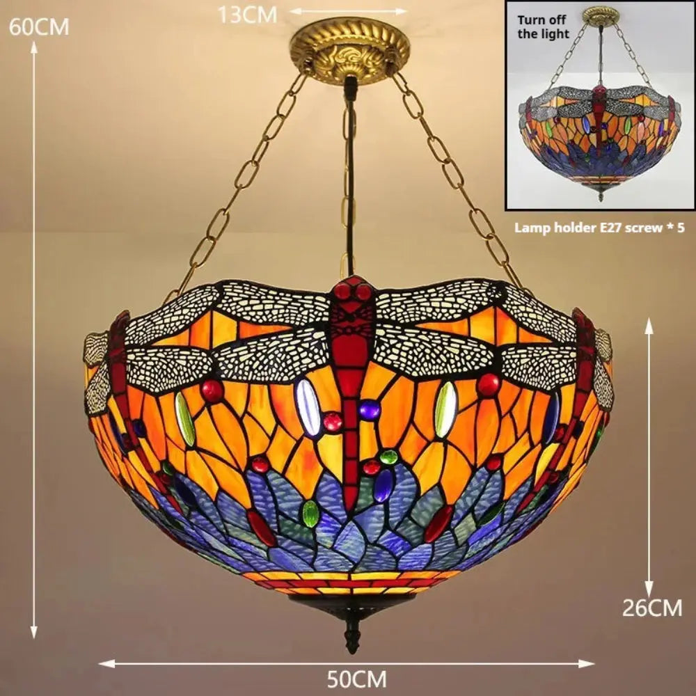20inch Tiffany Style Chandelier Stained Glass Dark Dragonfly Anti-chandelier - CTL