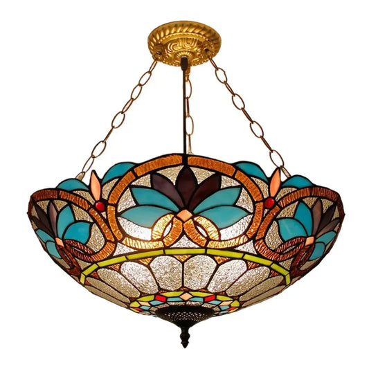 20inch Stained Glass Diamond Baroque Tiffany Style Chandelier - CTL