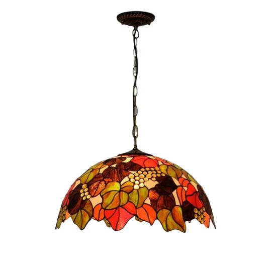 20inch Stained Glass Grape Lampshade Vintage Tiffany Style Pendant Light - CTL