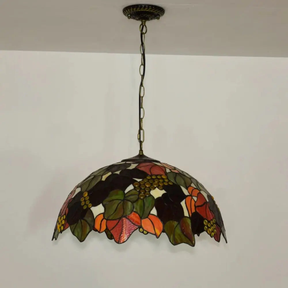 20inch Stained Glass Grape Lampshade Vintage Tiffany Style Pendant Light - CTL