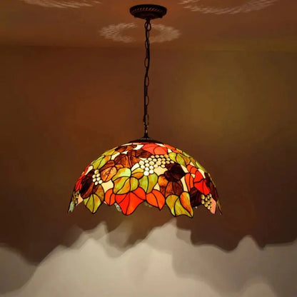 20inch Stained Glass Grape Lampshade Vintage Tiffany Style Pendant Light - CTL