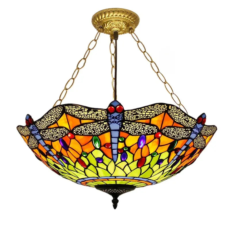 20inch 50cm Stained Glass Green Dragonfly Tiffany Style Chandelier - CTL
