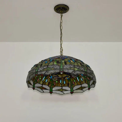 20inch 50cm Stained Glass Pastoral Orange Dragonfly Lampshade Tiffany Pendant Light - CTL