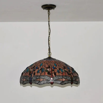 20inch Stained Glass Red Dragonfly Tiffany Style Pendant Light - CTL