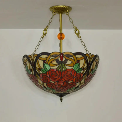 20inch 50cm Stained Glass Pendant Light Rose Lampshade Tiffany Glass Chandelier - CTL