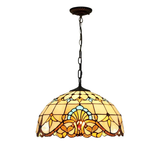 20inch Tiffany Style Pendant Lamps Stained Glass Baroque Lampshade Antique Hanging Light - CTL