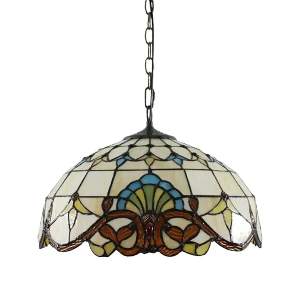 20inch Tiffany Style Pendant Lamps Stained Glass Baroque Lampshade Antique Hanging Light - CTL