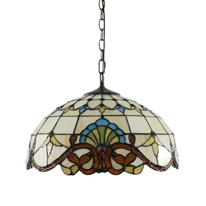 20inch Tiffany Style Pendant Lamps Stained Glass Baroque Lampshade Antique Hanging Light - CTL