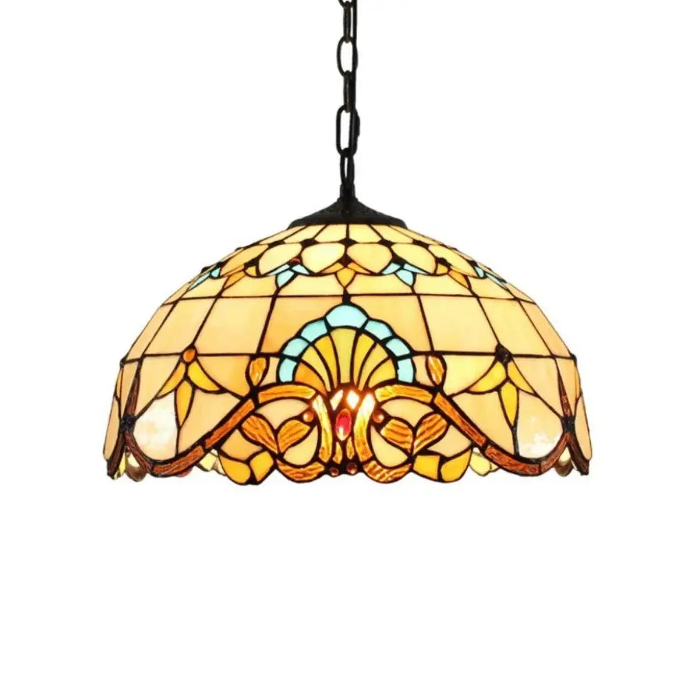 20inch Tiffany Style Pendant Lamps Stained Glass Baroque Lampshade Antique Hanging Light - CTL