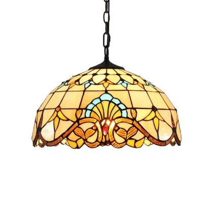 20inch Tiffany Style Pendant Lamps Stained Glass Baroque Lampshade Antique Hanging Light - CTL