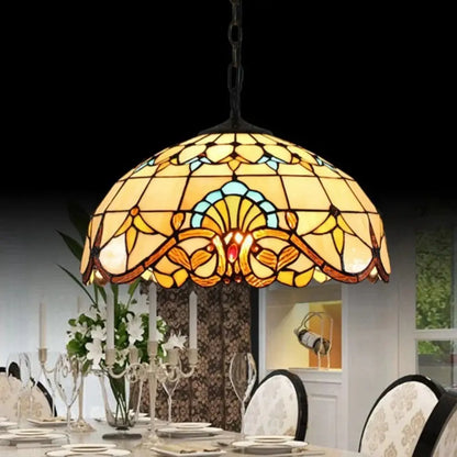 20inch Tiffany Style Pendant Lamps Stained Glass Baroque Lampshade Antique Hanging Light - CTL