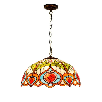 20inch Stained Glass Kitchen Pendant Lighting Red Peaches Lampshade Tiffany Hanging Lamp - CTL
